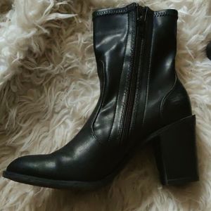 Faux leather sock booties | US 7.5